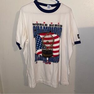 STARTER White and Blue Logo T-Shirt